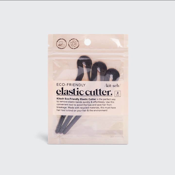 KITSCH - Wholesale Hair Accessories Set - Women's - Eco-Friendly Elastic Cutters 3pc Set - Black2