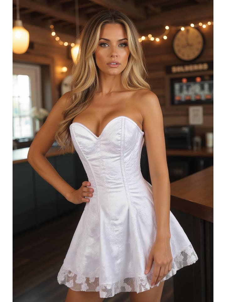 Daisy Corsets - Vente Robe – femme - Robe corset en dentelle blanche somptueuse3