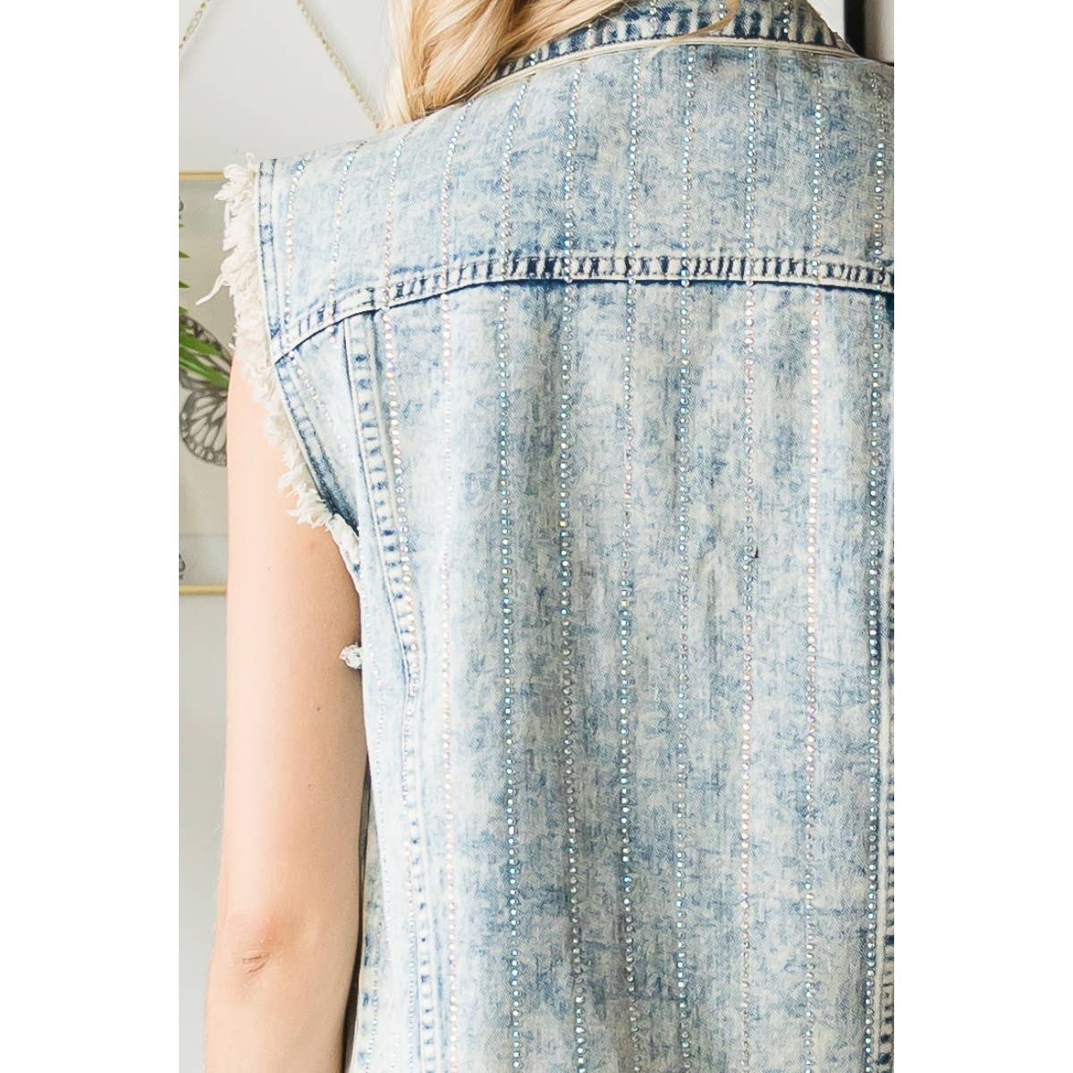 LT Wash Rhinestone Color Denim Vest for wholesale on Faire3