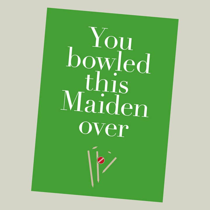 Cricket Maiden Over, carte d'anniversaire pour la vente par Footle Publishing