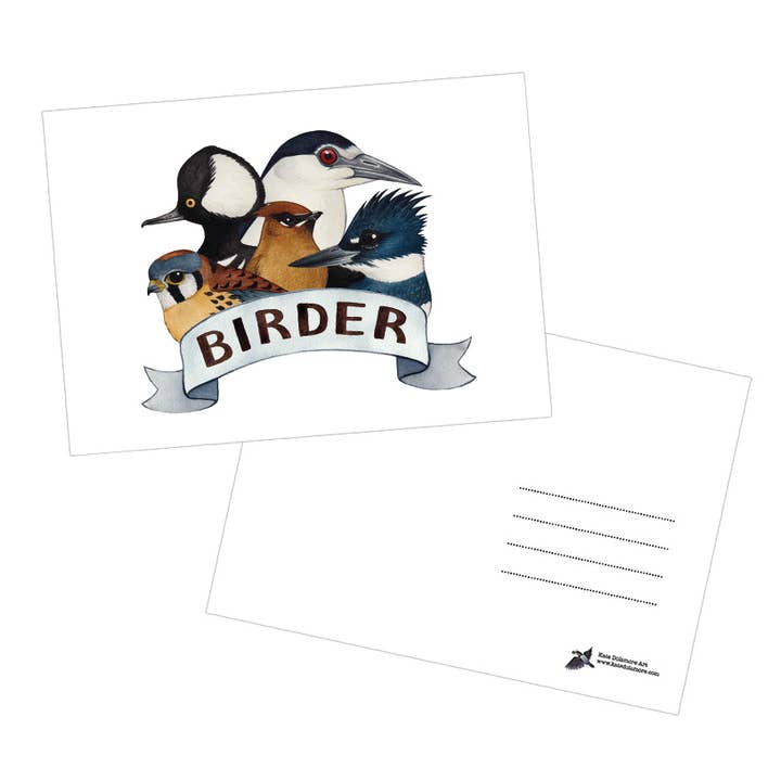 "Birder" 5x7 Postcard for wholesale by Kate Dolamore Art