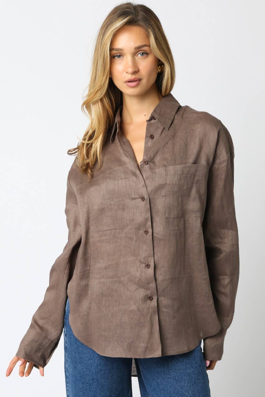 Olivaceous – wholesale Buttoned-down shirt – Women's – Helen Linen Shirt20