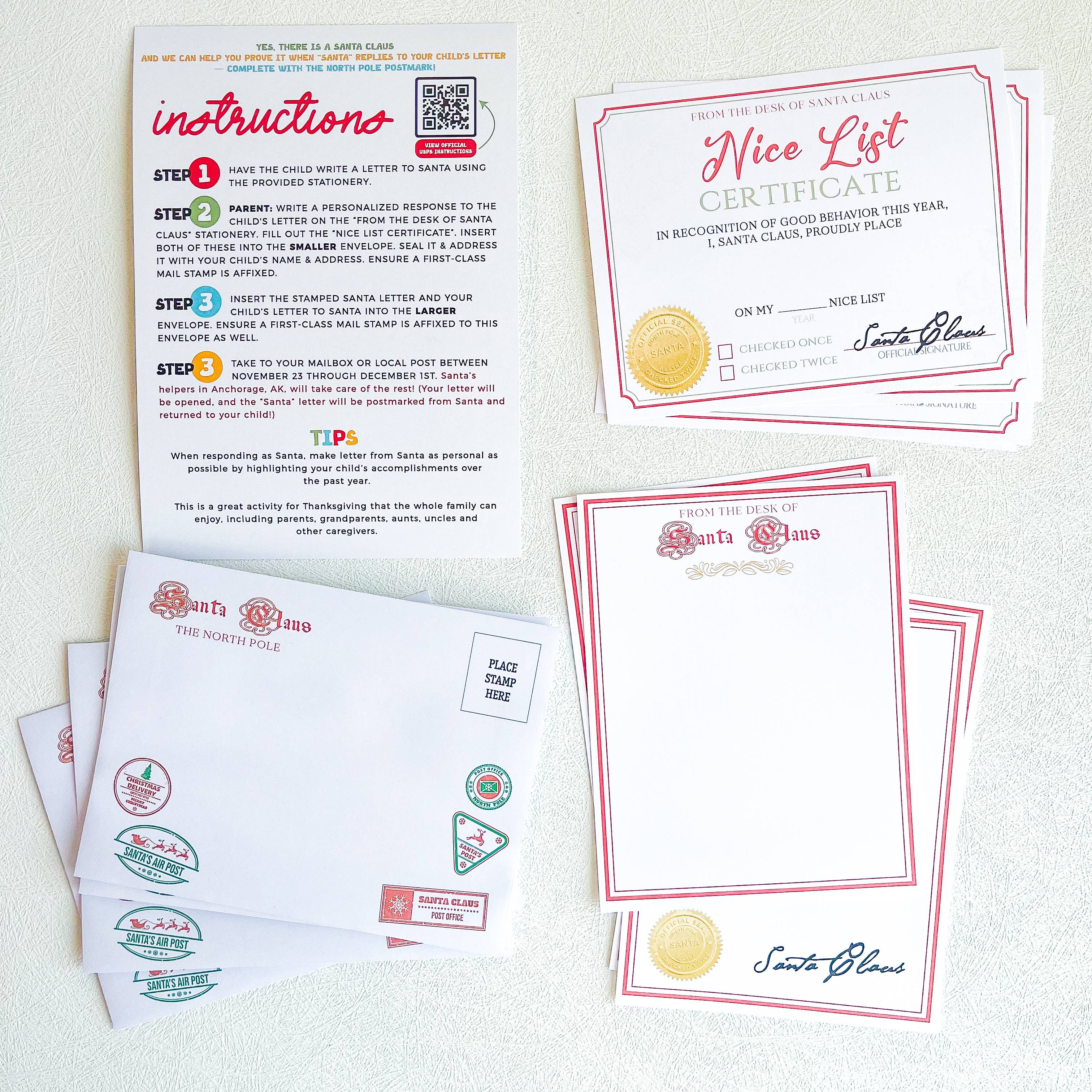 The Paxton Press - Wholesale Briefpapier/indexkaartenset - Santa Mail Kit - Schrijfpakket voor Kerstmis - Herontwerp 20242