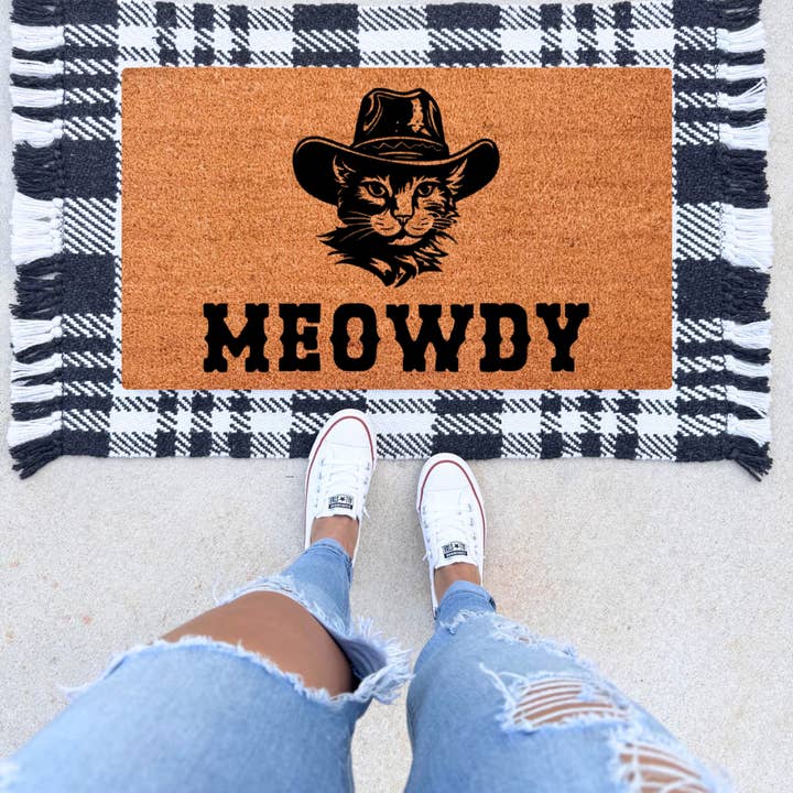 Meowdy Doormat for wholesale by The Simply Rustic Barn LLC