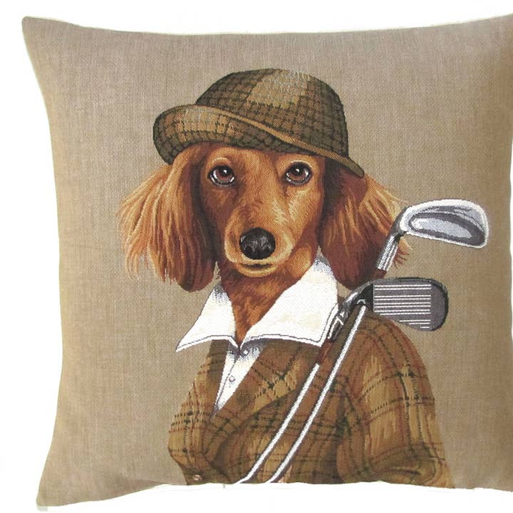 Cadeaux uniques pour golfeurs | Décoration Cocker Spaniel | Housse de coussin tapisserie pour la vente par yapatkwa - art of the loom