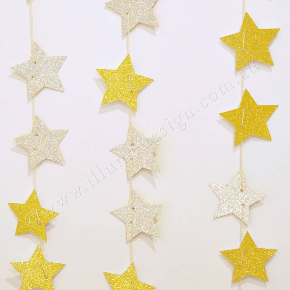 Illume Partyware - Wholesale Slingers - Gouden en zilveren glitter star omkeerbare slinger2