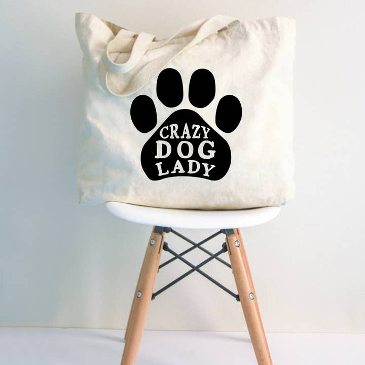 Bolso de mano Crazy Dog Lady, 2 tamaños para venta al por mayor de Love You a Latte Shop