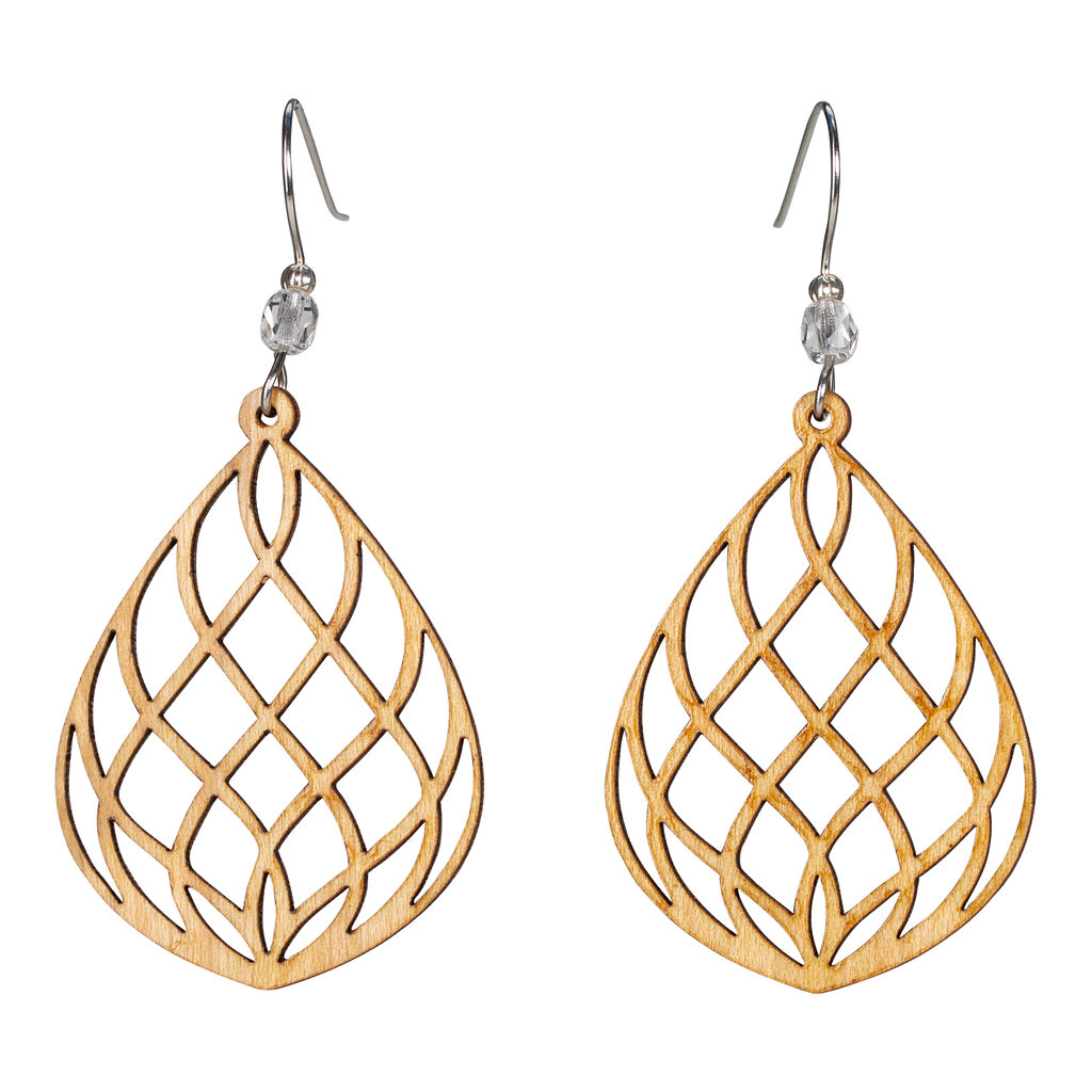 Woodcutts Inc. - Wholesale Dangle Earrings - Faceted Willow Earring Small with Crystal Bead Accent0