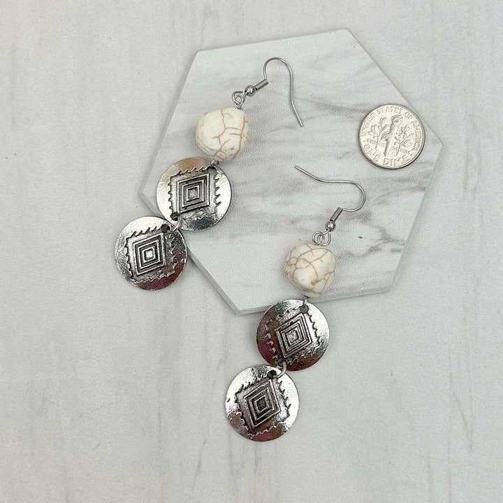 Western Elite Jewelry - Wholesale Dangle Earrings - ER231217-89 Silver metal with blue turquoise stone Earrings