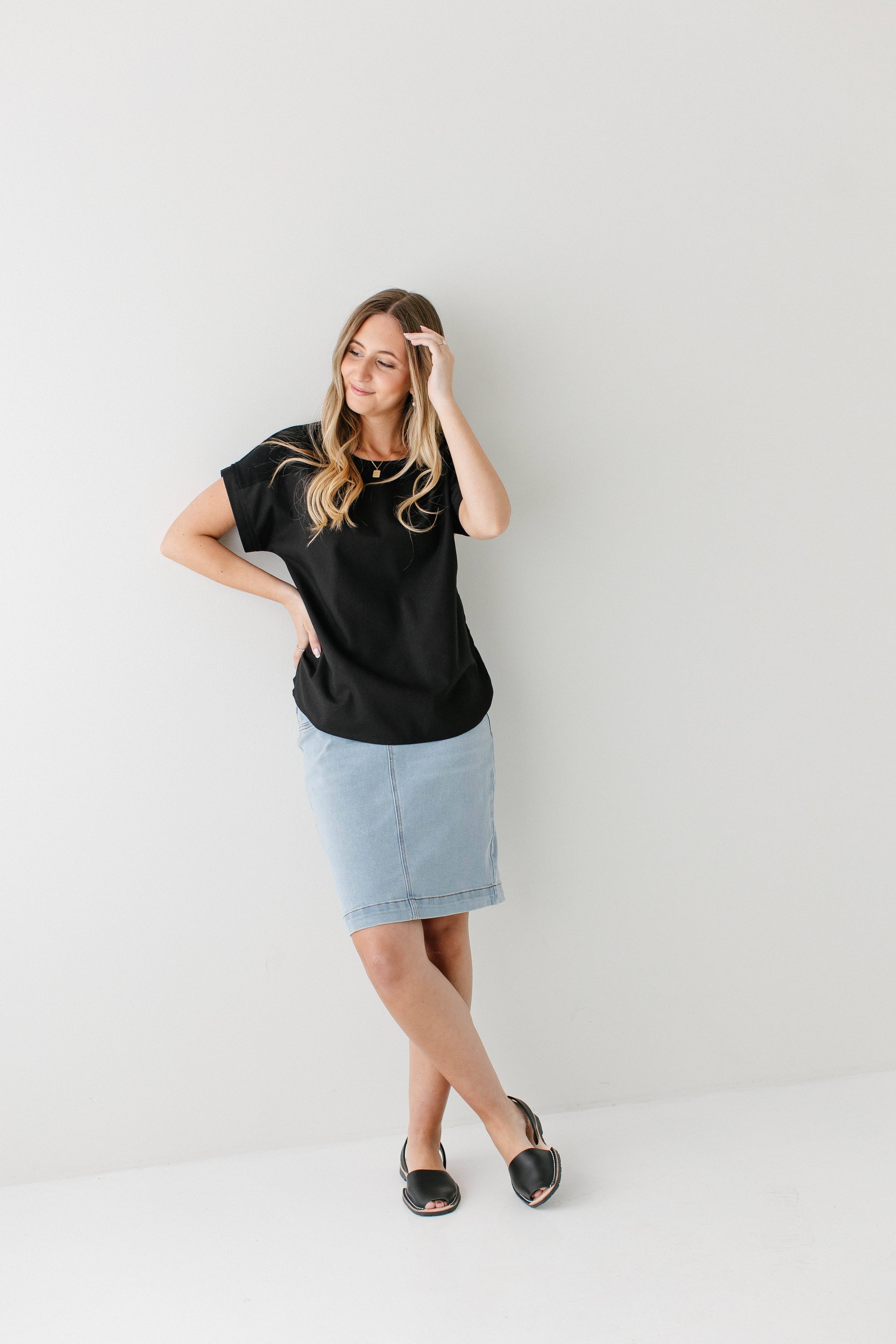 Black 'Callie' Linen Blend Dolman Sleeve Top FINAL SALE for wholesale on Faire6