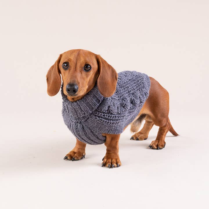 Maglione per cani grigio bluastro Eco Cable per la vendita all'ingrosso da parte di Hot Dogz