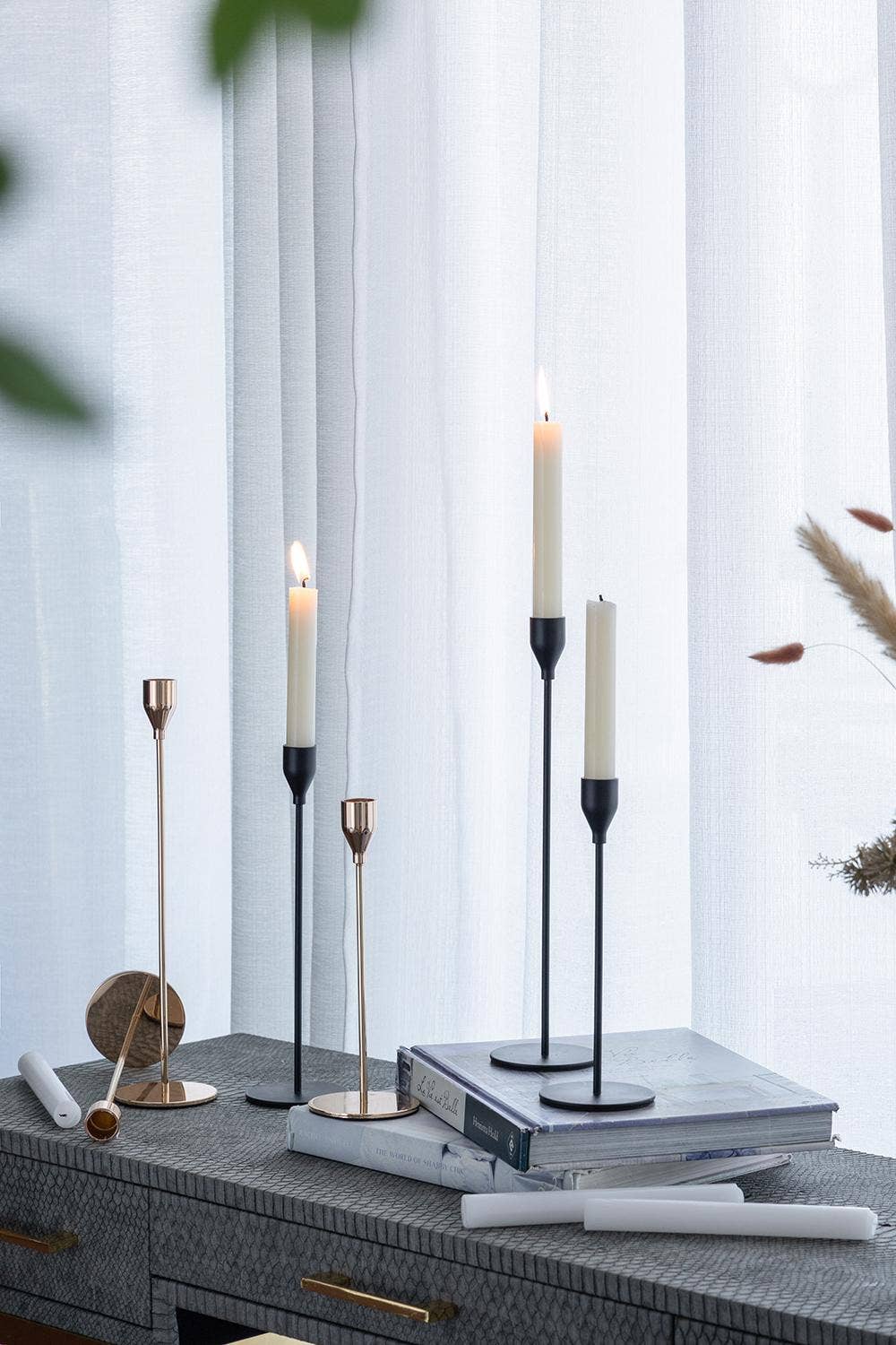 A&B Home Group Inc. - Wholesale Candle Holder - S/3 Candle Holder L:3x3x12.6" M:3x3x10.8" S:3x3x8.9" - Gold13