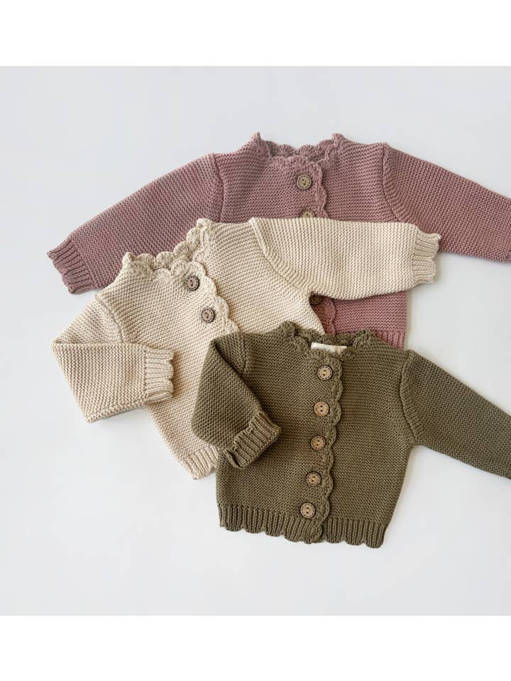 OLIVE & CRADLE – cardigan - Bebé por atacado – Cardigan de Algodão Tricotado para Bebé Crianças | Sophia Cardigan