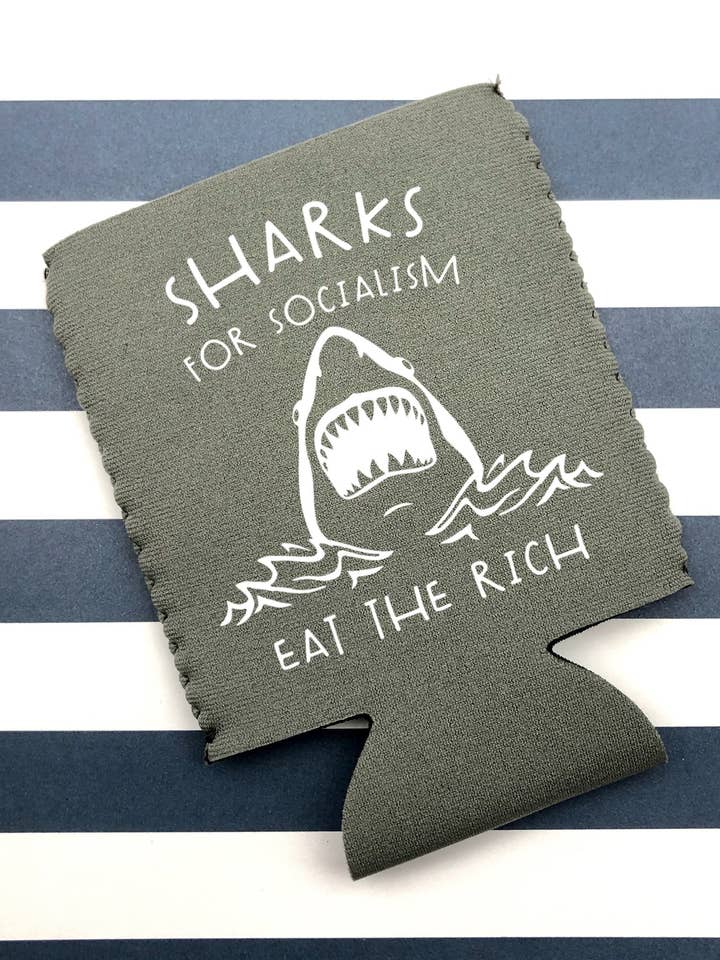 Sharks For Socialism Can Cooler for wholesale by Dirty Grove by Hazel Grove Customs