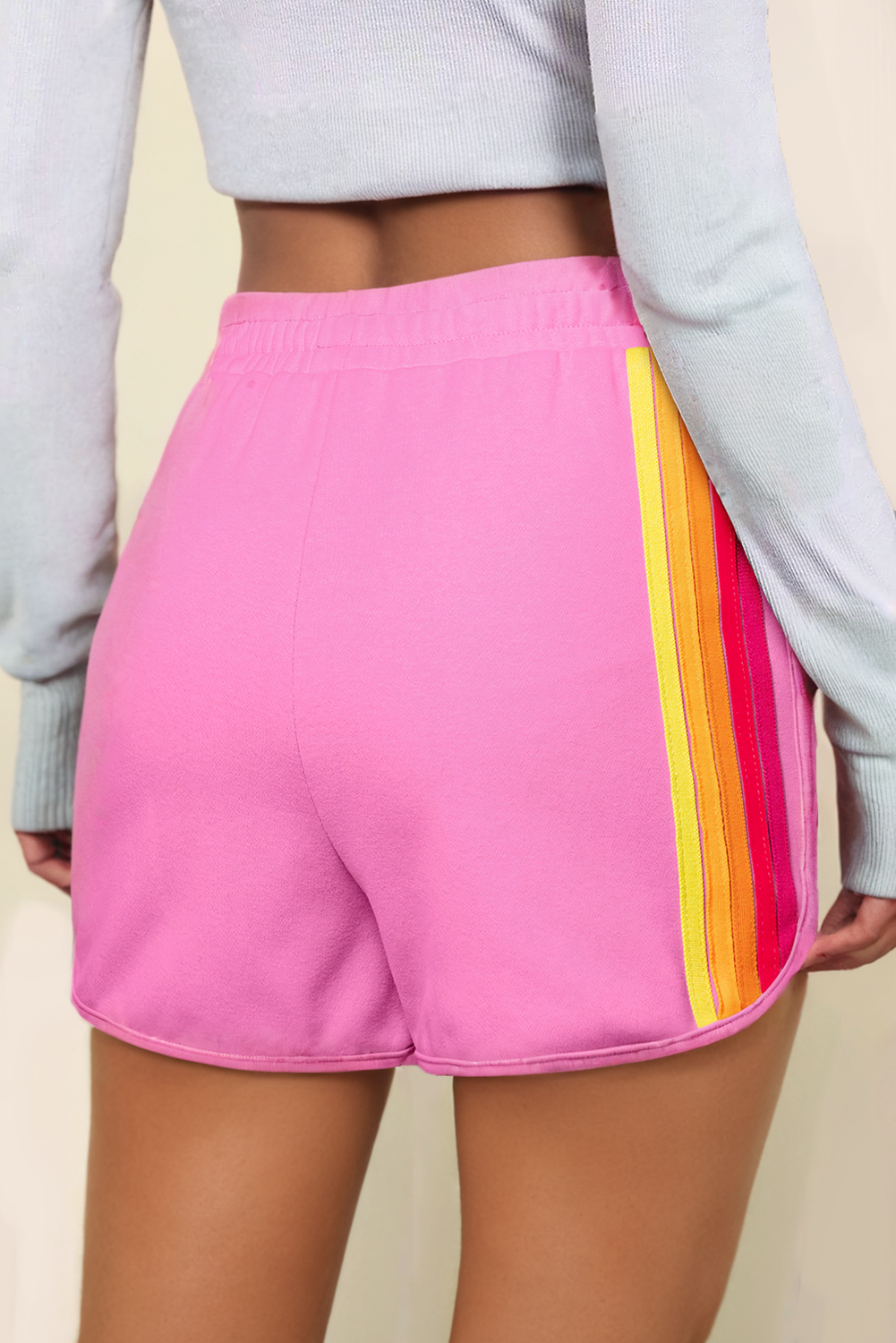 LA Society - Wholesale Shorts - Women's - Color Block Elastic High Waist Casual Shorts1