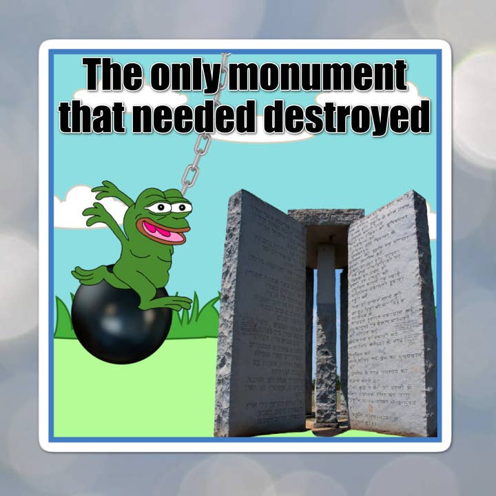 3" Georgia Guidestones laminated sticker Political Truth USA for wholesale by Jazzy Pop Stickers