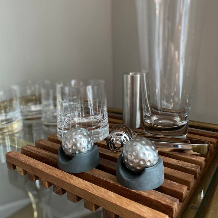 Fox Run Brands - Wholesale Drink Chilling Cubes - Outset 2 Golf Ball Whiskey Cubes with Tongs and Storage Bag