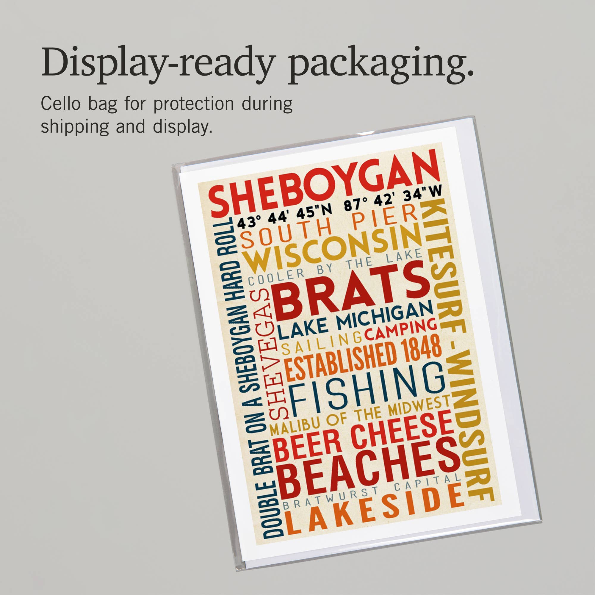 Lantern Press - Wholesale Everyday Greeting Card - GREETING CARD Sheboygan, Wisconsin, Typography 26