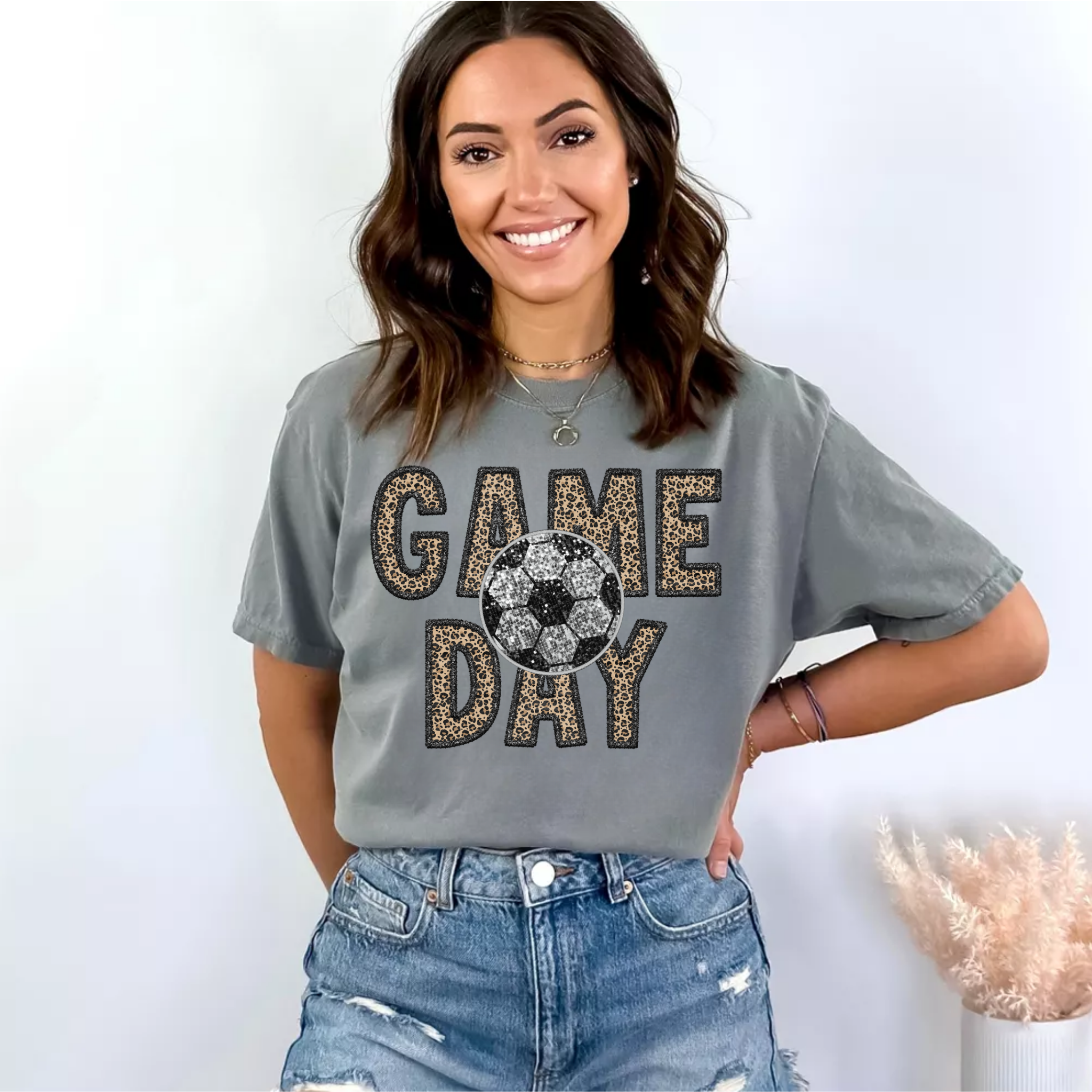 TEELUX – Großhandel Sublimationsrohling – (Shirt nicht im Lieferumfang enthalten) Aufnäher GAME DAY SOCCER mit Kunstpailletten — transparenter Filmtransfer3