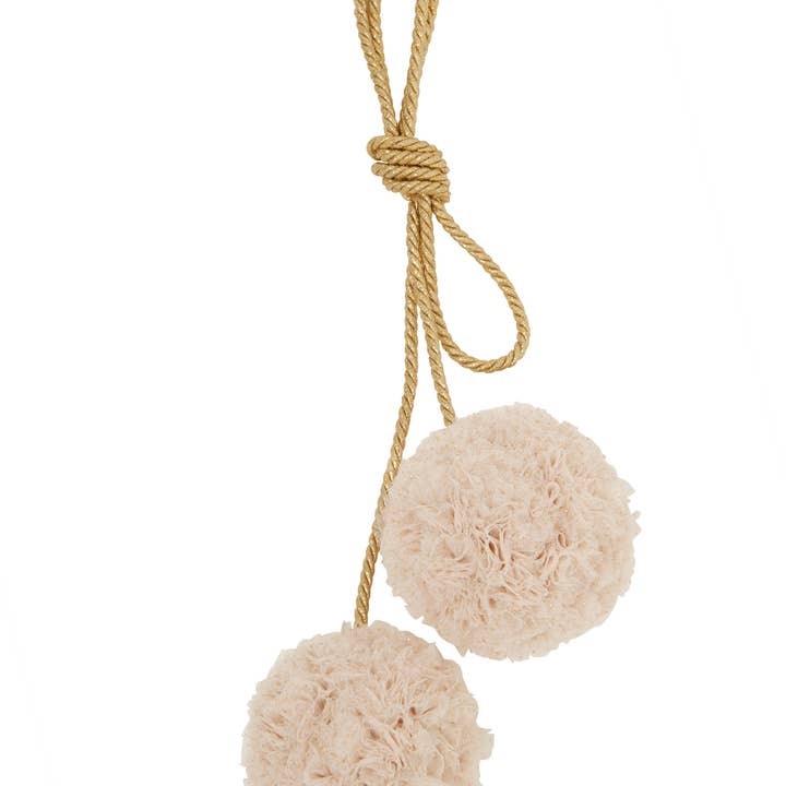 Salmon Cotton Voile Pompon + gold rope PM for wholesale by Mouche Paris