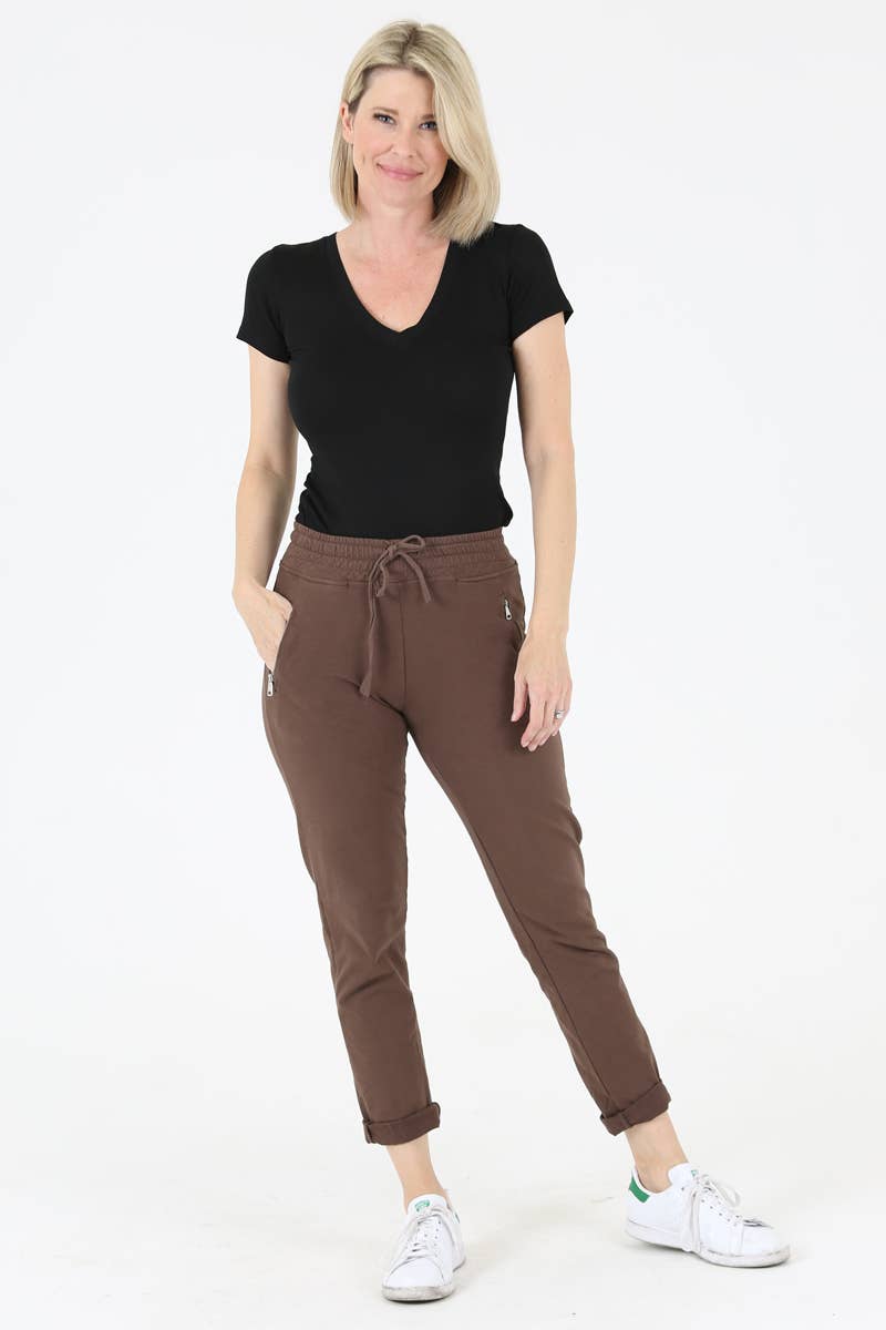 Nostalgia - Wholesale Lounge Sweatpants/Joggers - Women's - NP746-ASIS PULL ON TIE FRONT ZIPPER POCKET FRENCH TERRY JOGG70