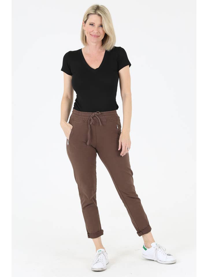 Nostalgia - Vente Pantalon d'intérieur/de jogging – femme - JOGG DE JOGGING EN TISSU ÉPONGE NP746-ASIS AVEC LIEN À NOUER SUR LE DEVANT ET POCHE ZIPPÉE70