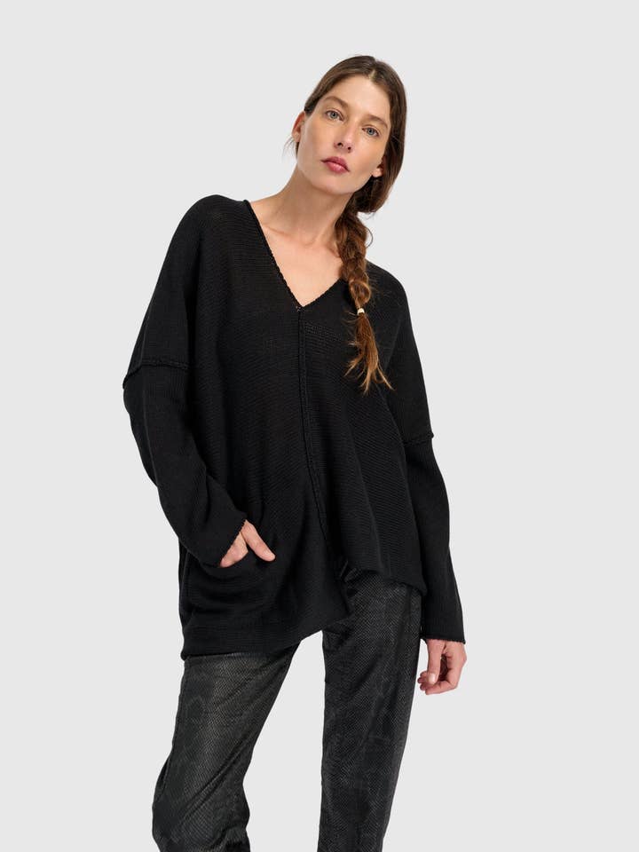 Bliss Slouchy Sweater, Black and other Purchase Wholesale asymmetrical sweater. Free Returns & Net 60 Terms on Faire trending on Faire.