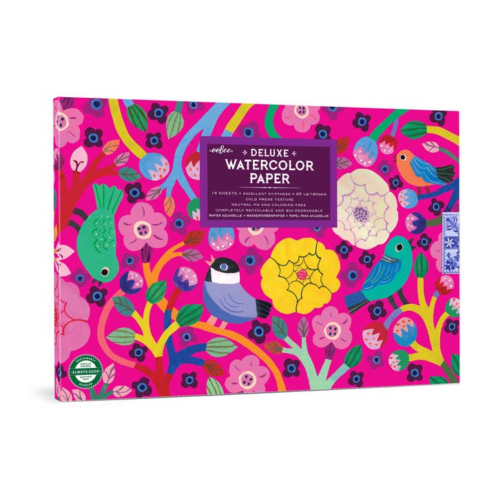 Aquarelblok met vogels in fuchsia voor wholesale door eeBoo