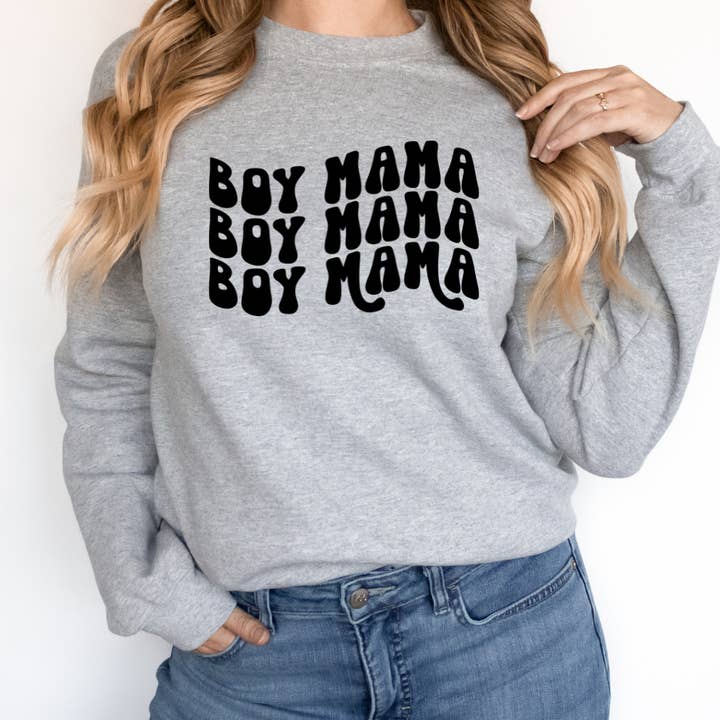 Boy Mama Graphic Sweatshirt for wholesale by Londas Trendy Tees