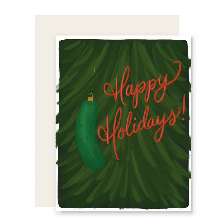 Holiday Pickle Card | Cute Christmas Card for wholesale by Slightly Stationery