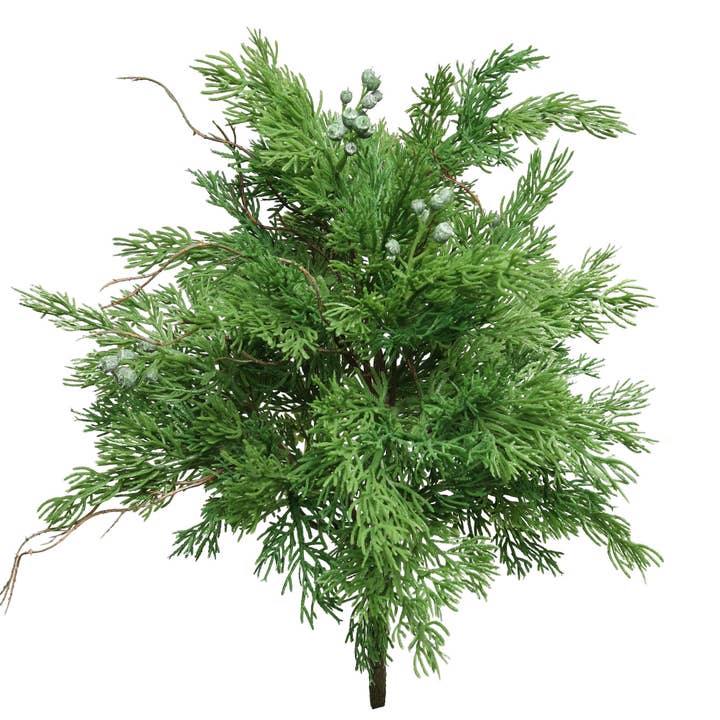 Larksilk - Wholesale Artificial Plant - 17" Juniper Bush With Green Berries & Brown Twigs