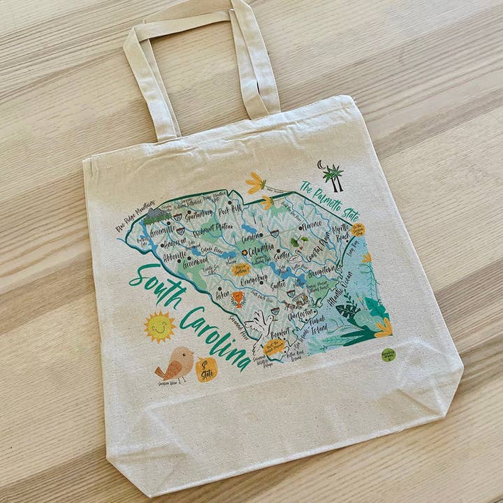 Sac fourre-tout en toile de coton de Caroline du Sud pour la vente par Gooseberry Designs