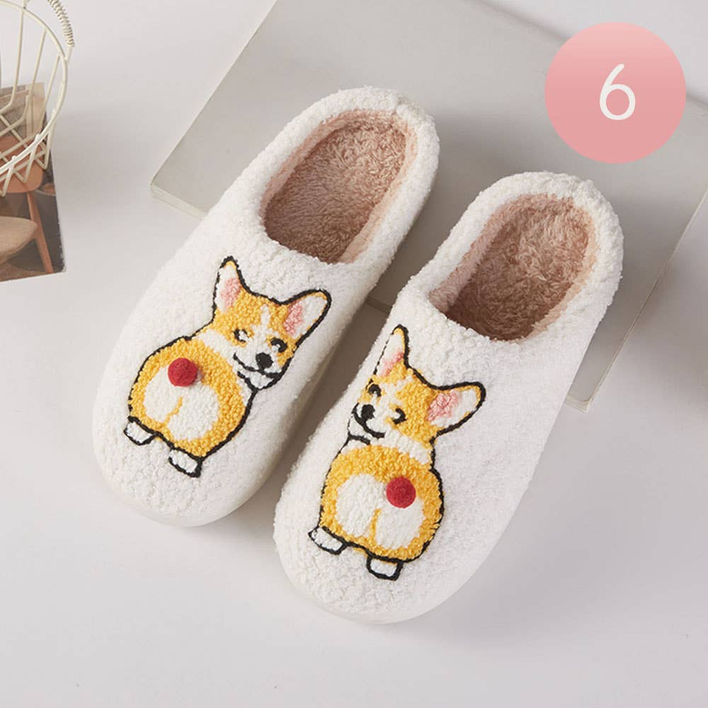 Sensibling Corp. - Wholesale Slippers - Women's - 6Pairs - Corgi Cozy Fleece Home Indoor Floor Slippers