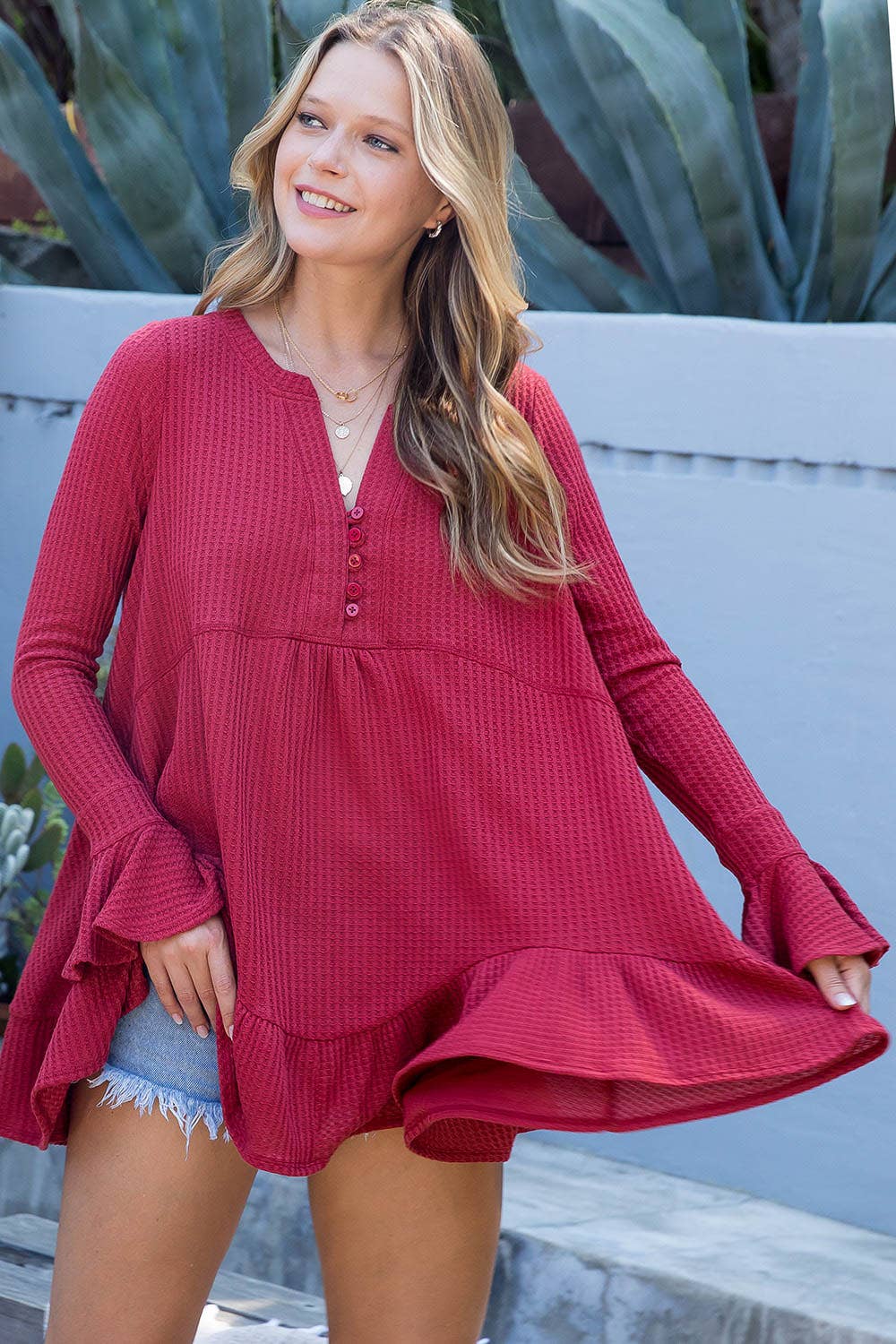 Sweet Lovely by Jen - Wholesale Tunic - Women's - SW275 - Waffle Knit Flare Top24