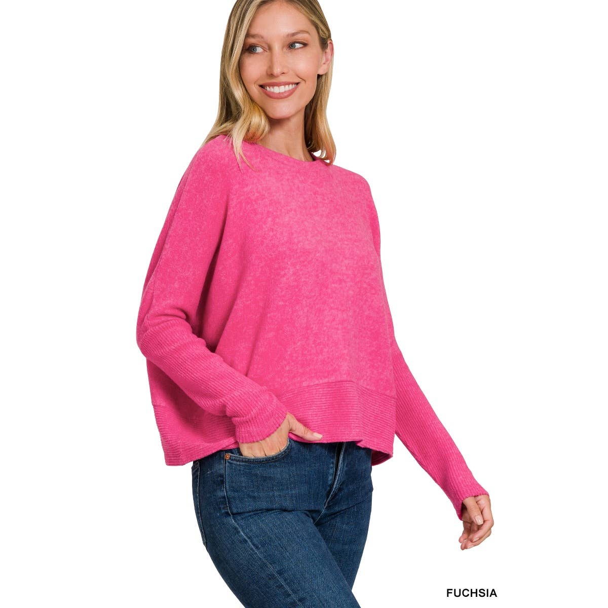 Apolline - Vente Pull en maille – femme - PULL À MANCHES HACCI DOLMAN EN MÉLANGE BROSSÉ3