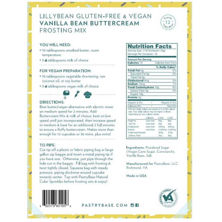 LillyBean Baking - Wholesale Cake Mix - Vanilla Bean Buttercream Mix (Vegan & Gluten-Free)