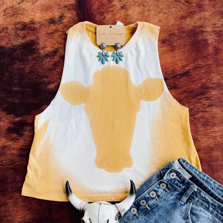 Gebleichtes Western Crop von Steer Head für den Großhandel von Ranchy Roan Boutique