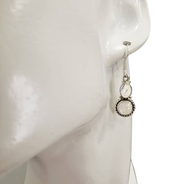 Amberman - Wholesale Dangle Earrings - Moonstone Sterling Silver Earrings On Hooks1