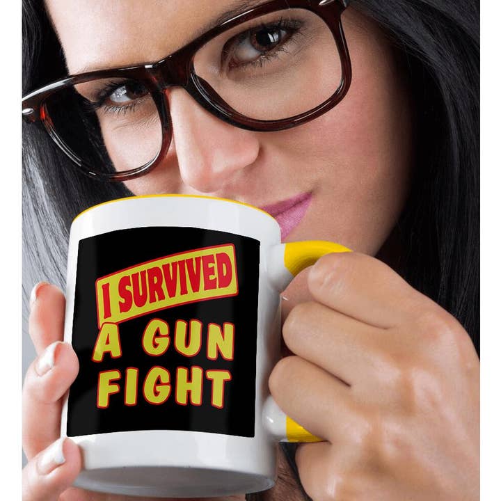 3dRose - Wholesale Coffee Mug - 3dRose, I Survived A Gun Fight Survial Pride And Humor Design, Mug1