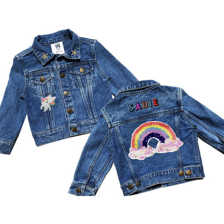 PATCHYTIGER - Venta al por mayor Cazadora vaquera - Niños - Chaqueta vaquera DIY para niños, edición especial sobre el arcoíris