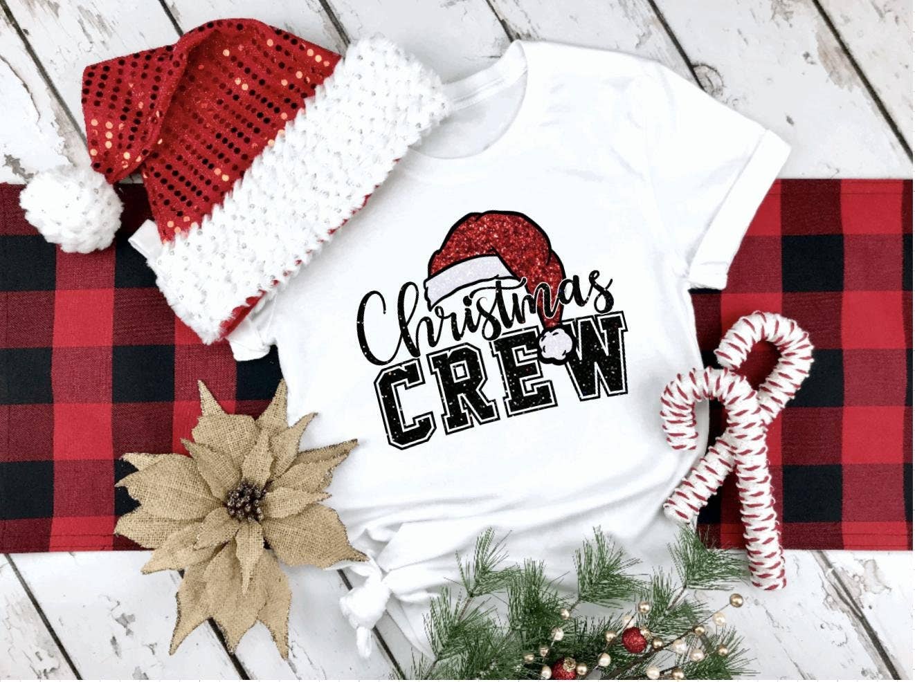 Northstar Hunting - Wholesale Screen Printed T-Shirt - Unisex - Christmas Family Matching Santa Hat Holiday Outfits