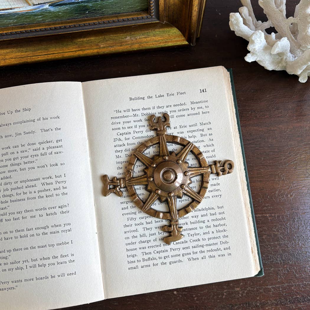 Madison Bay Co. - Historical Home Decor Reproductions - Wholesale Paper Weight - Compass Rose Solid Antiqued Brass Paperweight-Decor, 4-1/2”3