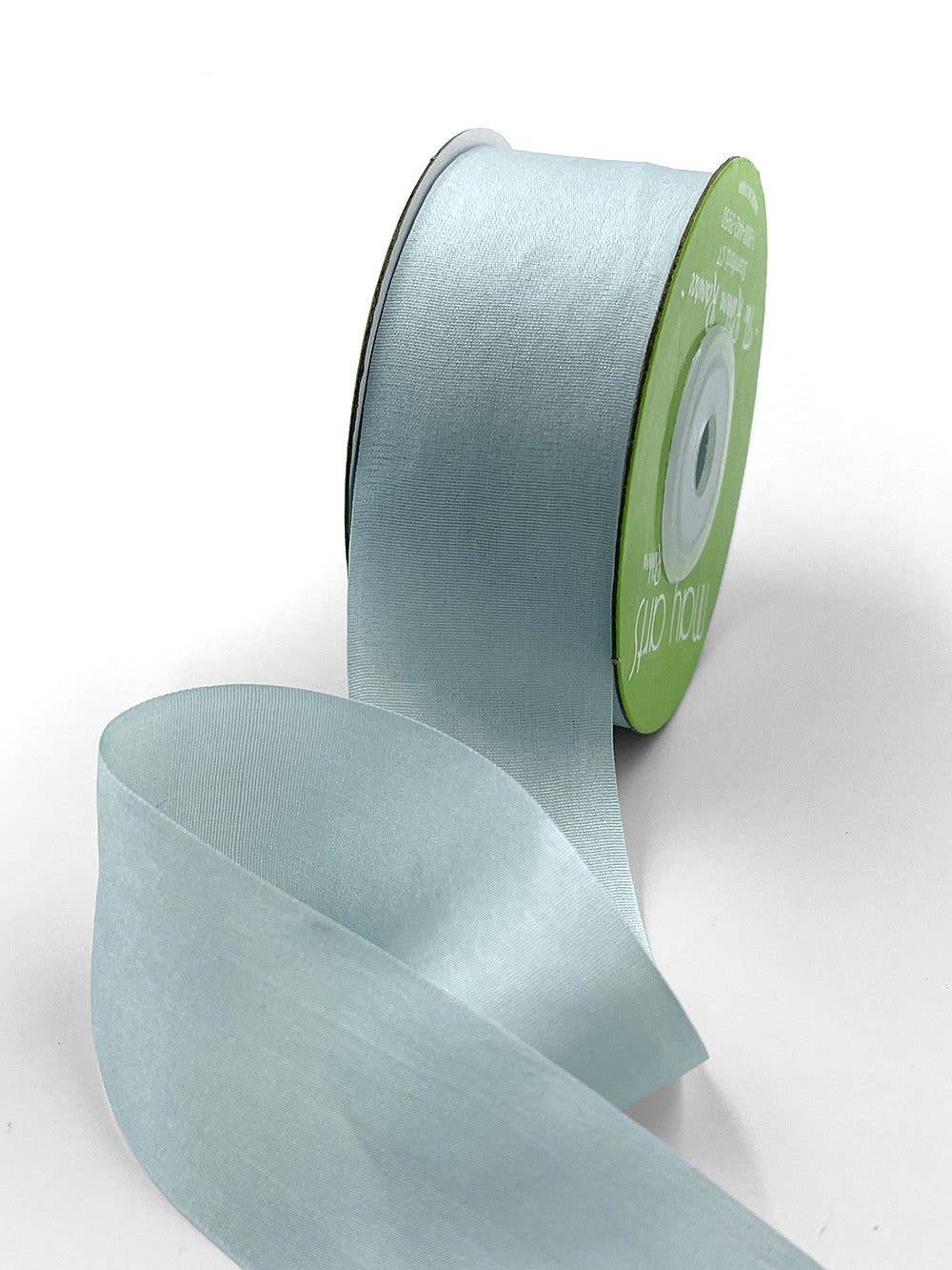 May Arts Ribbon - Wholesale Ribbon - Gift Wrapping - 1.25" Pale Blue Hand-Dyed Woven 100% Silk Ribbon0