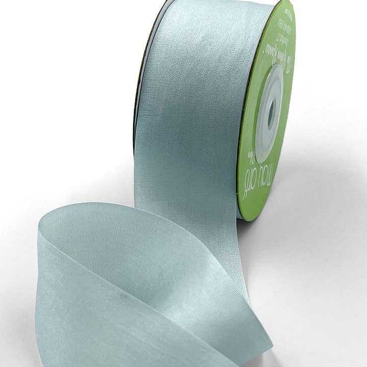 May Arts Ribbon - Wholesale Ribbon - Gift Wrapping - 1.25" Pale Blue Hand-Dyed Woven 100% Silk Ribbon