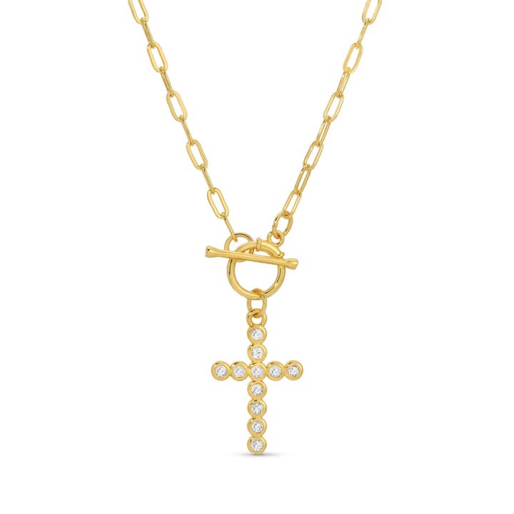Sparkle Cross Toggle Necklace for wholesale by Splendid Iris