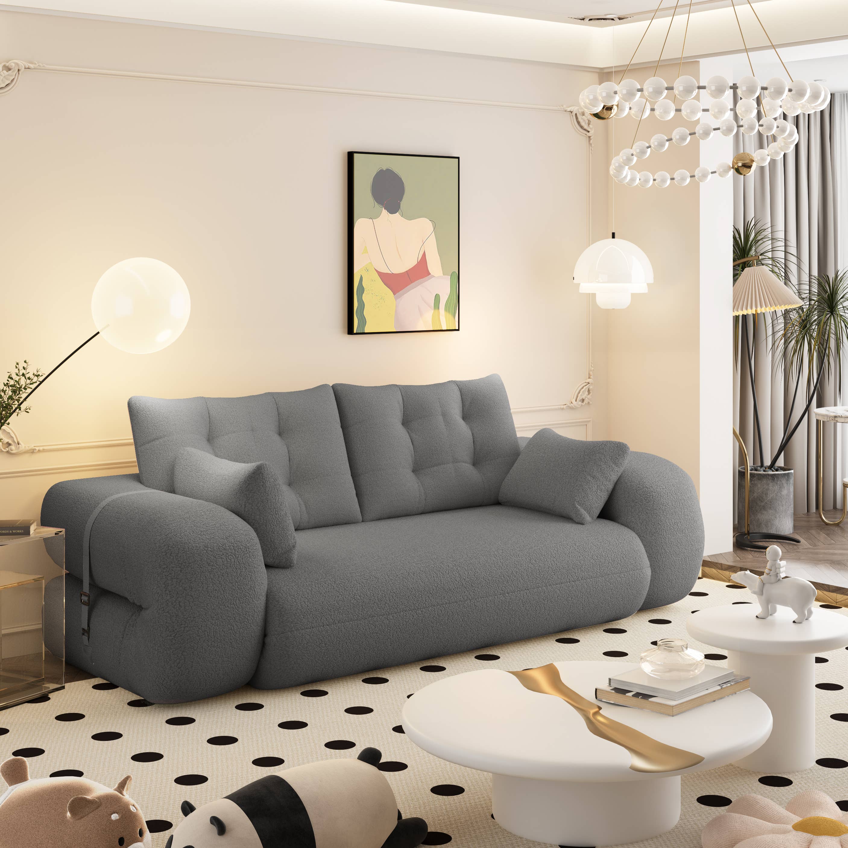 39F Inc. - Wholesale Sofa - 3-in-1 Foldable Teddy Sofa Bed w/Pillows 4 Colors29