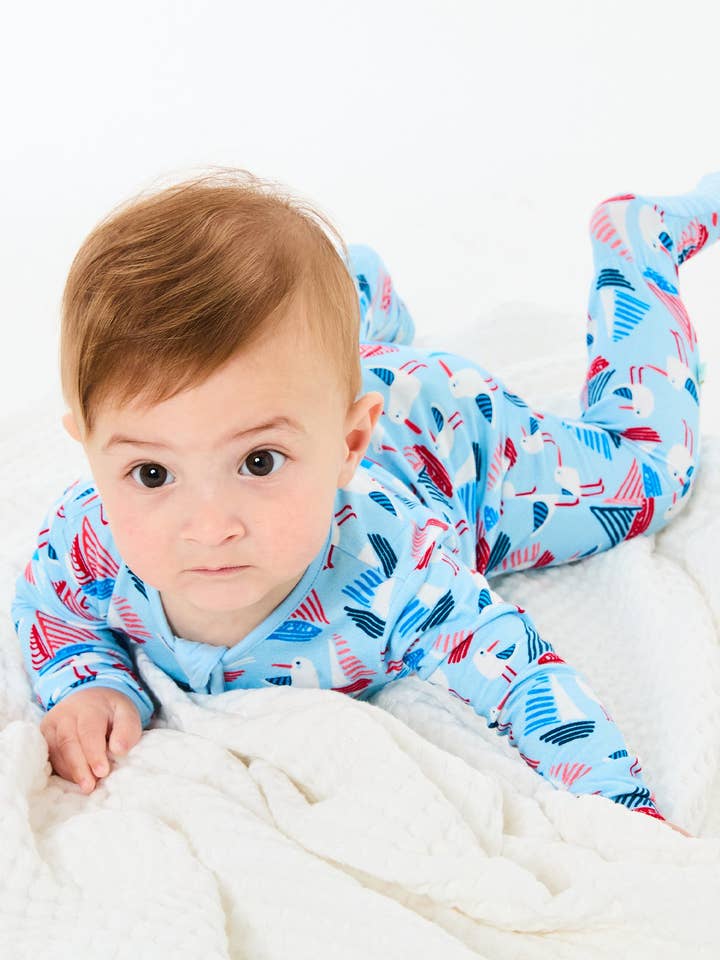 Clover Baby & Kids - Wholesale Jumpsuit - Baby - Soft & Stretchy Zipper Footie - Seagulls