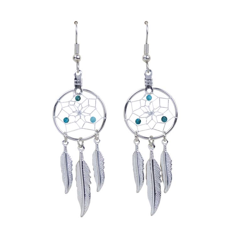 .75" Birthstone Dream Catcher Earrings for March for wholesale by Monague Indigenous Crafts & Gifts