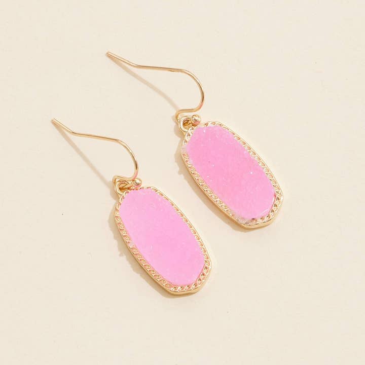Frem - Wholesale Dangle Earrings - Oval Druzy Stone Drop Earrings12