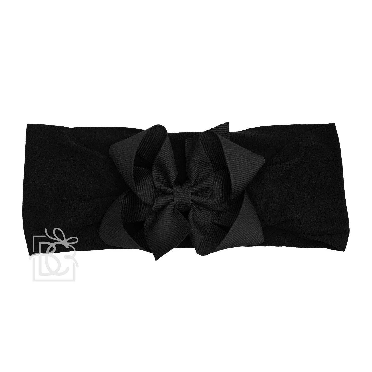 Beyond Creations, LLC - Wholesale Fashion Headband - Kids - WIDE PANTYHOSE HEADBAND W/CLASSIC GROSGRAIN BOW65